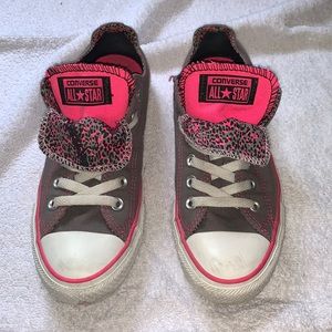 Grey and pink Double tongue Converse Sneaker